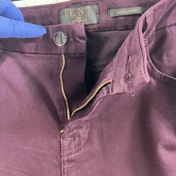 JEN7 by 7 For All Mankind Ankle Skinny Jeans Size 8 Sateen Brushed Purple Hippie - Picture 6 of 16